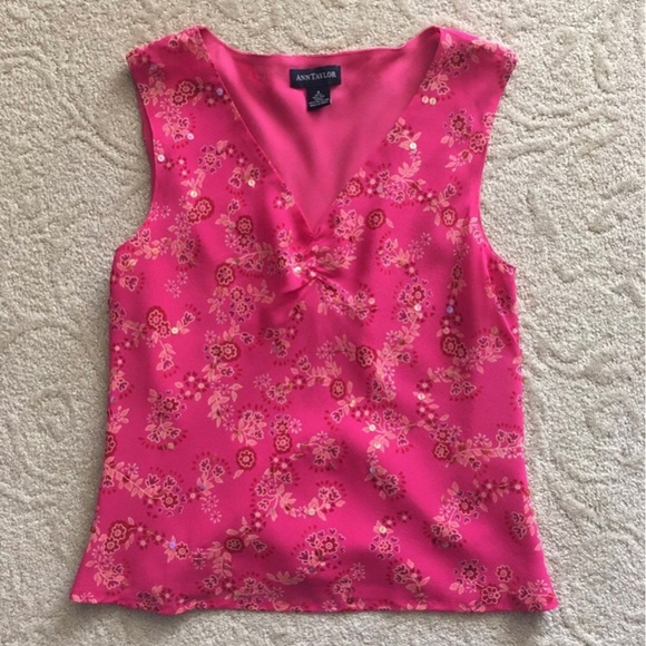 Ann Taylor 100% Silk Sequined Tank